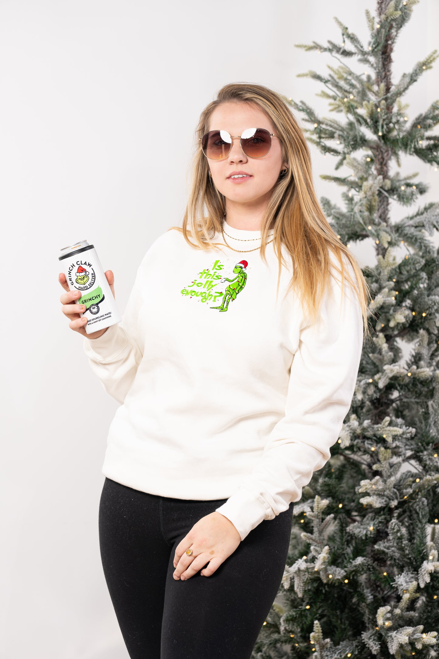 Is this Jolly Enough? - Embroidered Sweatshirt (Creme)