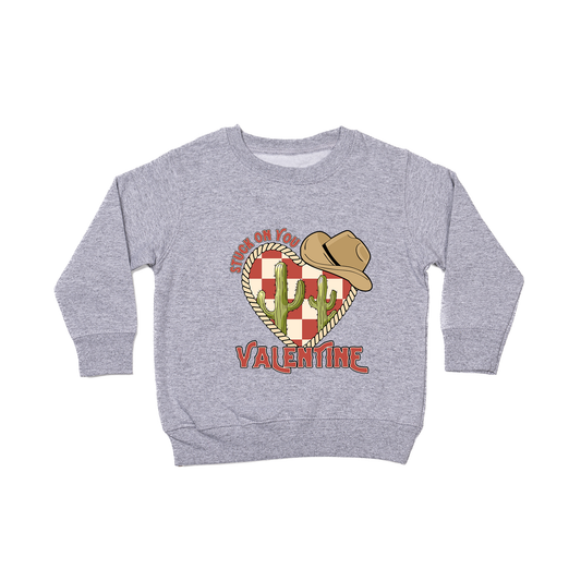 Stuck On You Valentine (Red) - Kids Sweatshirt (Heather Gray)