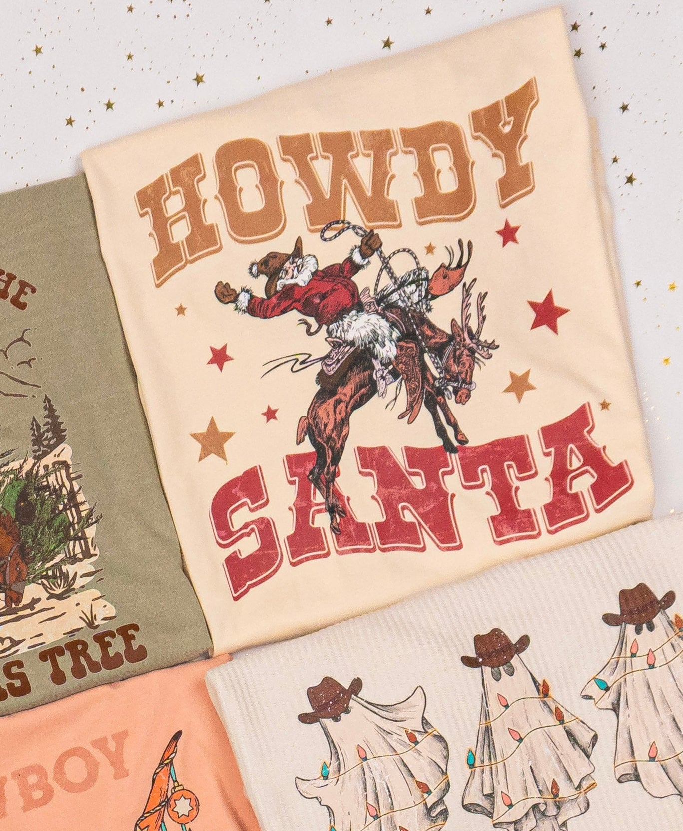 Howdy Santa (Rodeo) - Tee (Vintage Natural, Long Sleeve)