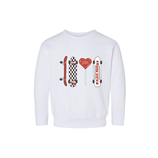 Love Skateboards (Red) - Kids Sweatshirt (White)