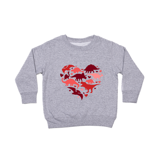 Dino Hearts - Kids Sweatshirt (Heather Gray)