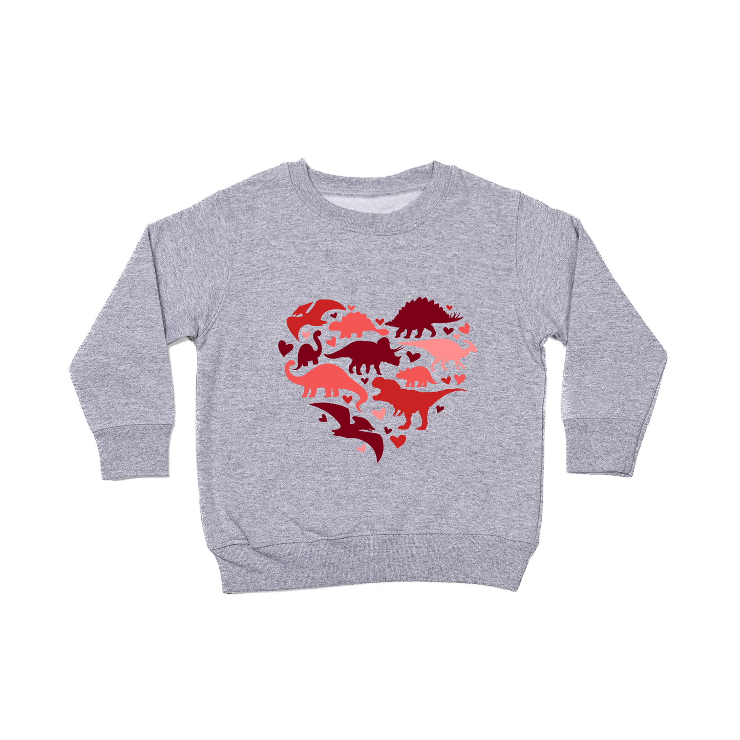 Dino Hearts - Kids Sweatshirt (Heather Gray)