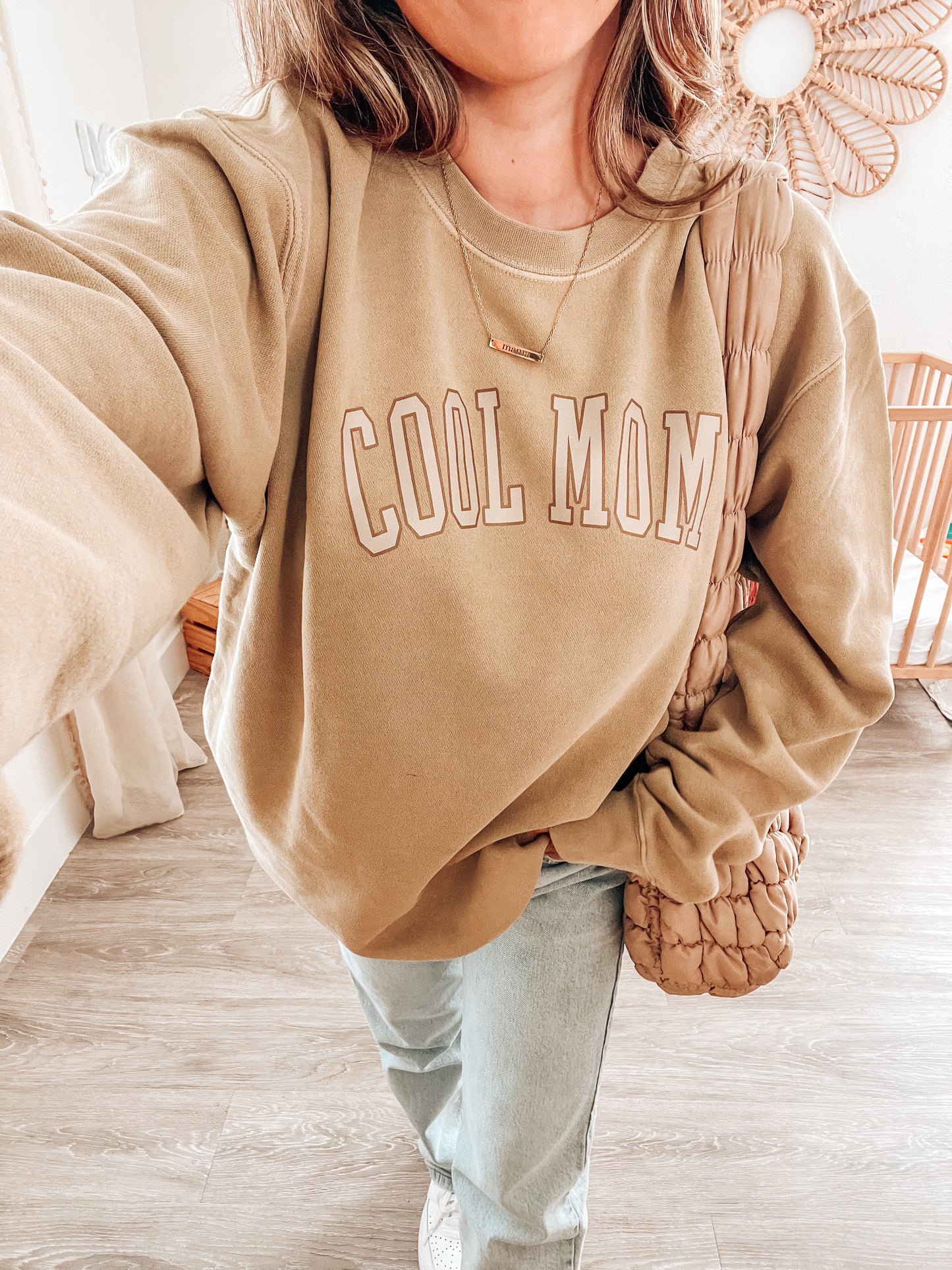 Cool Mom (Tan Varsity) - Sweatshirt (Tan)