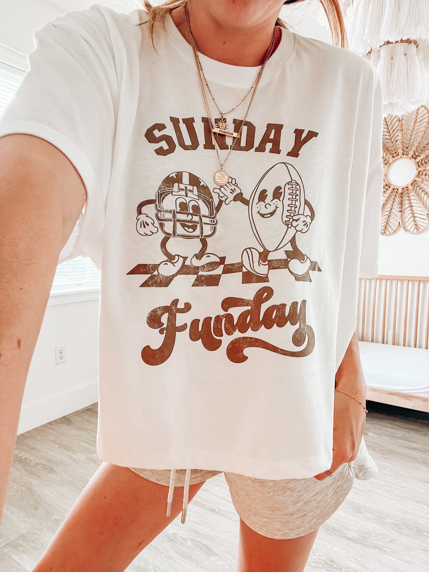 Sunday Funday Football Friends - Cropped Tee (White)