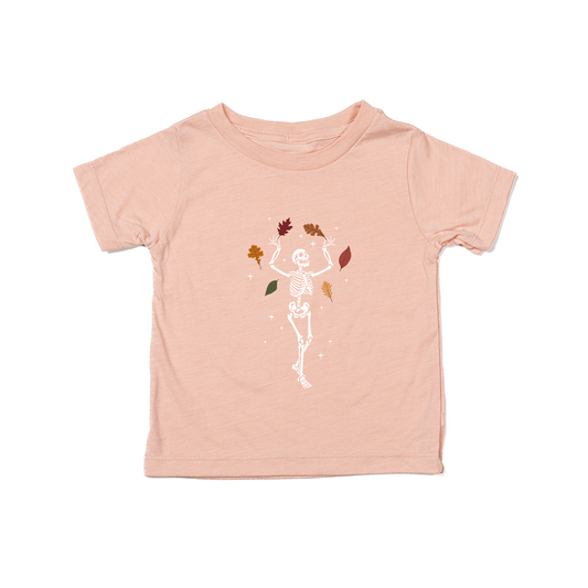 Fall Leaves Skeleton - Kids Tee (Peach)