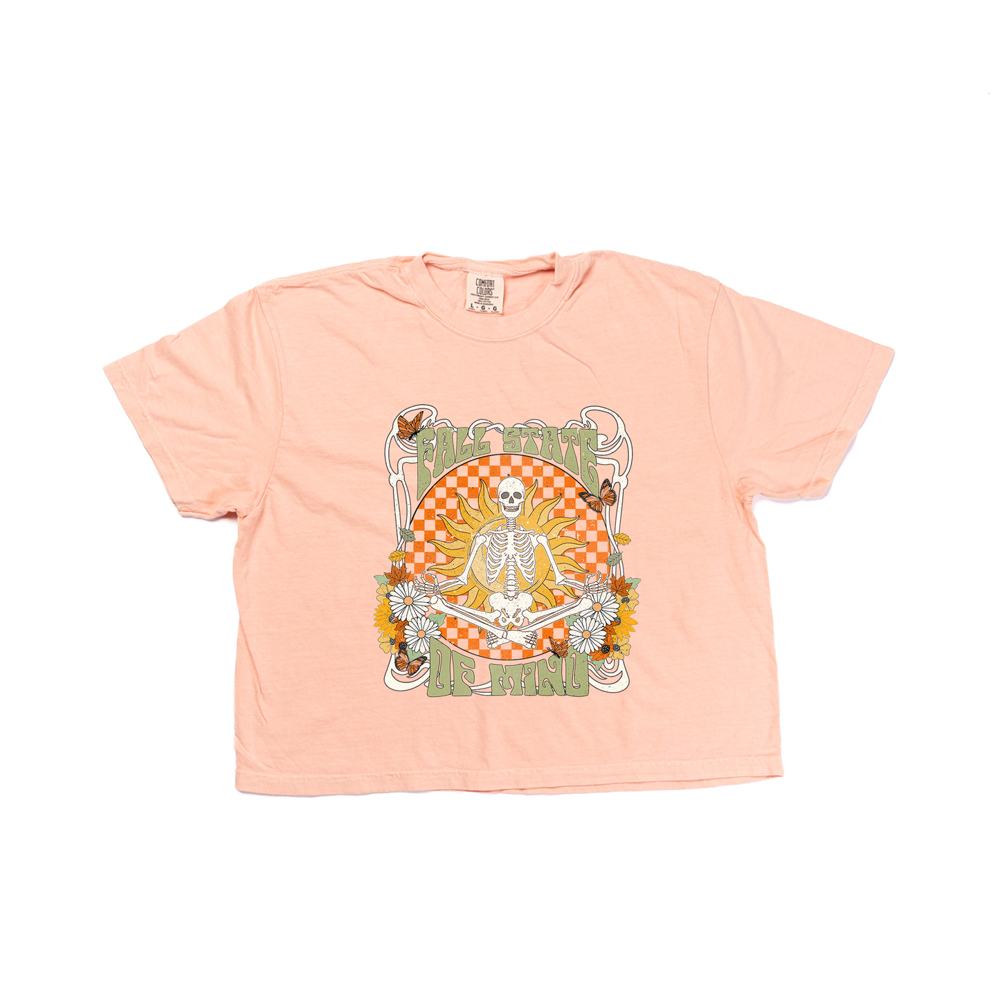 Fall State of Mind (Skeleton) - Cropped Tee (Peach)