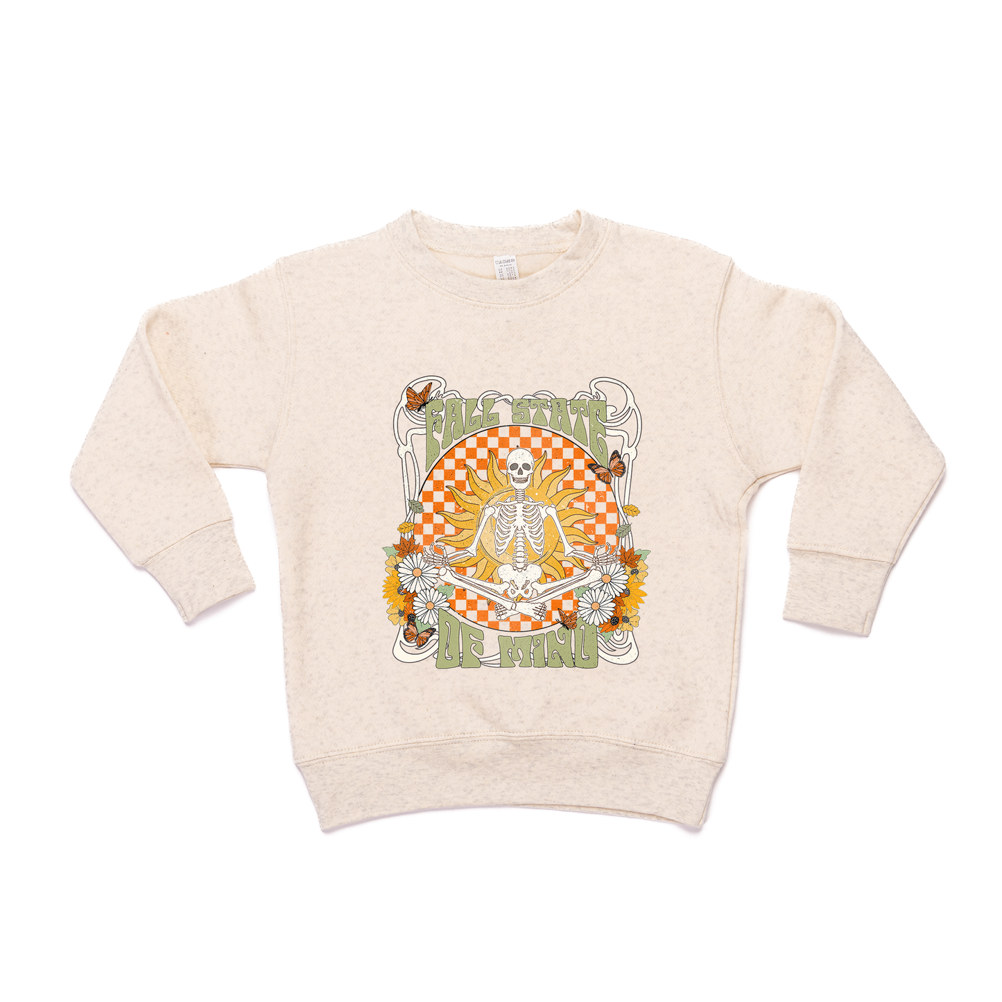 Fall State of Mind (Skeleton) - Kids Sweatshirt (Heather Natural)