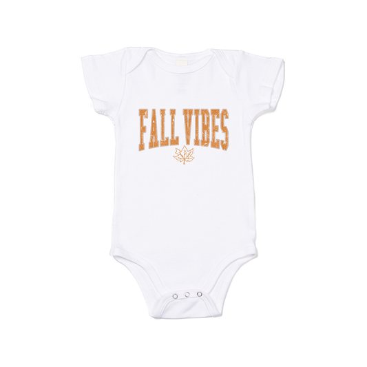 Fall Vibes (Varsity) - Bodysuit (White, Short Sleeve)