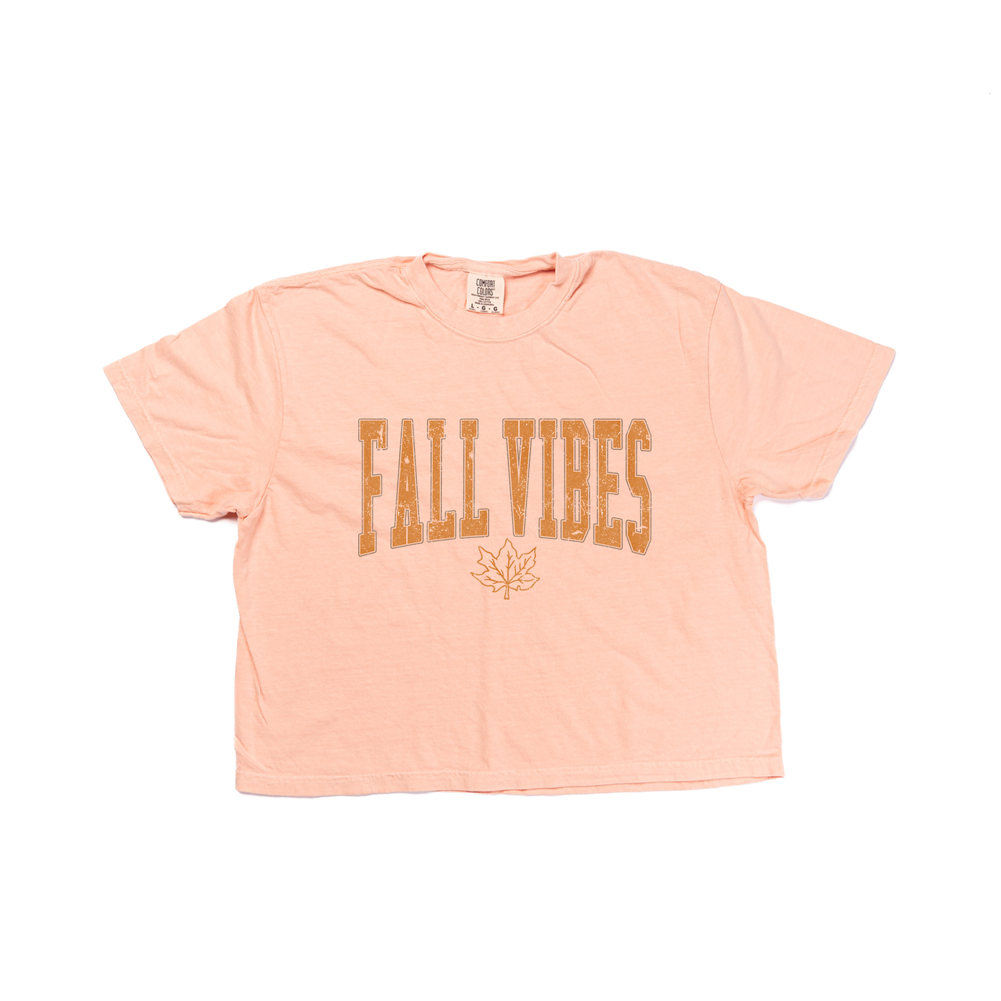 Fall Vibes (Varsity) - Cropped Tee (Peach)