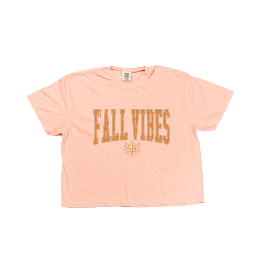 Fall Vibes (Varsity) - Cropped Tee (Peach)