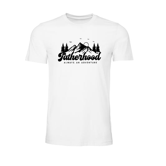 Fatherhood: Always an Adventure (Black) - Tee (White)