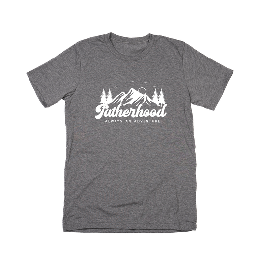 Fatherhood: Always an Adventure (White) - Tee (Gray)