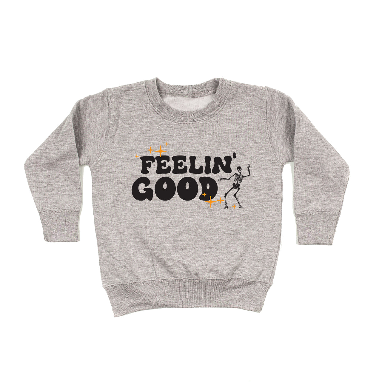 Feelin' Good Skeleton - Kids Sweatshirt (Heather Gray)
