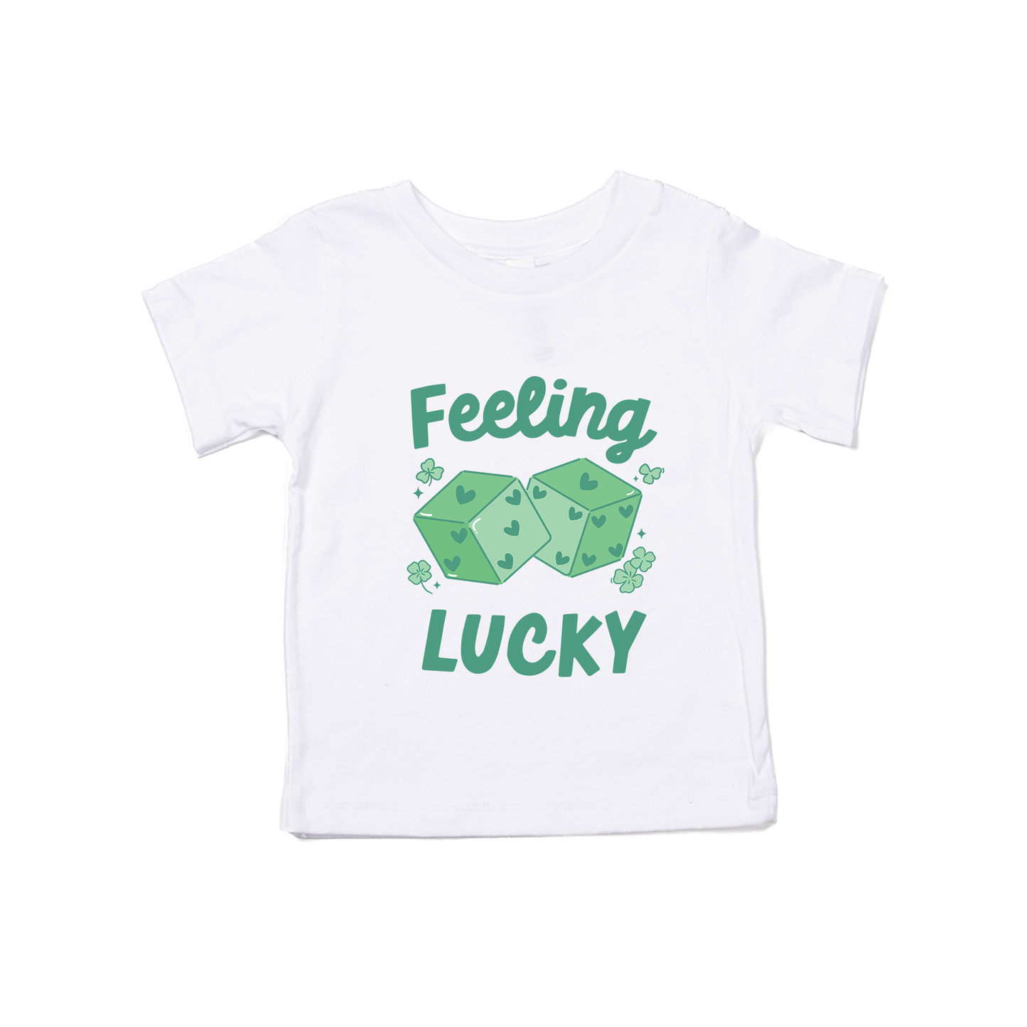 Feeling Lucky Dice (Green) - Kids Tee (White)