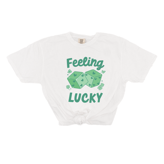 Feeling Lucky Dice (Green) - Tee (Vintage White, Short Sleeve)