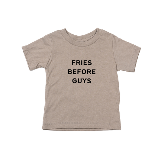 Fries Before Guys (Black) - Kids Tee (Pale Moss)