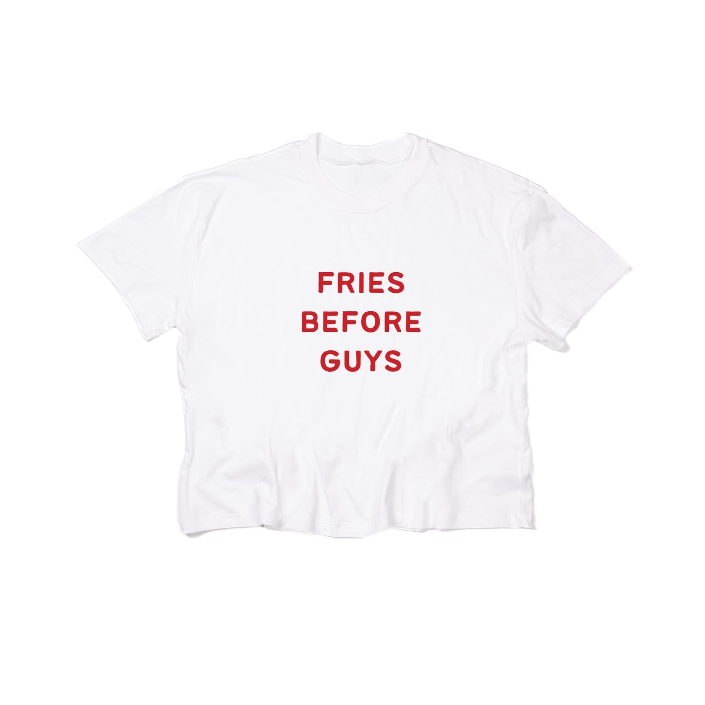 Fries Before Guys (Red) - Cropped Tee (White)