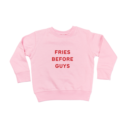 Fries Before Guys (Red) - Kids Sweatshirt (Pink)