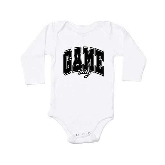 Game Day Varsity (Black) - Bodysuit (White, Long Sleeve)