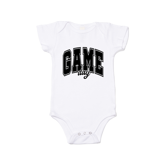 Game Day Varsity (Black) - Bodysuit (White, Short Sleeve)