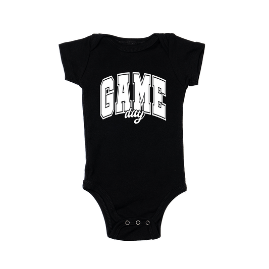 Game Day Varsity (White) - Bodysuit (Black, Short Sleeve)