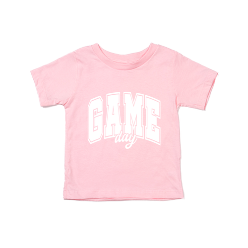 Game Day Varsity (White) - Kids Tee (Pink)