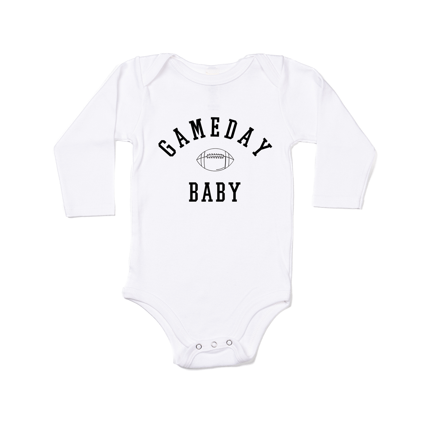 Gameday Baby (Black) - Bodysuit (White, Long Sleeve)