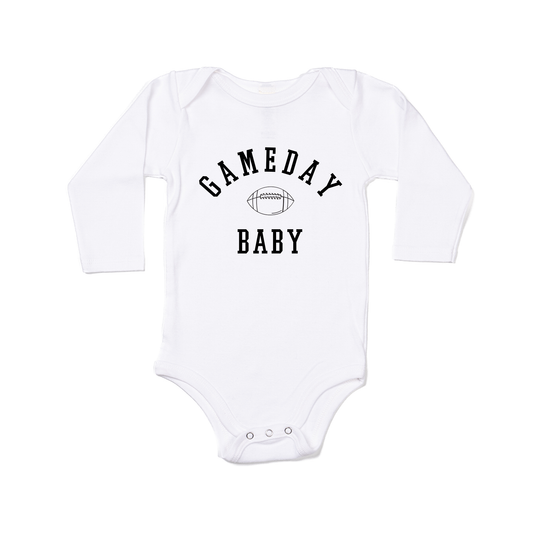 Gameday Baby (Black) - Bodysuit (White, Long Sleeve)