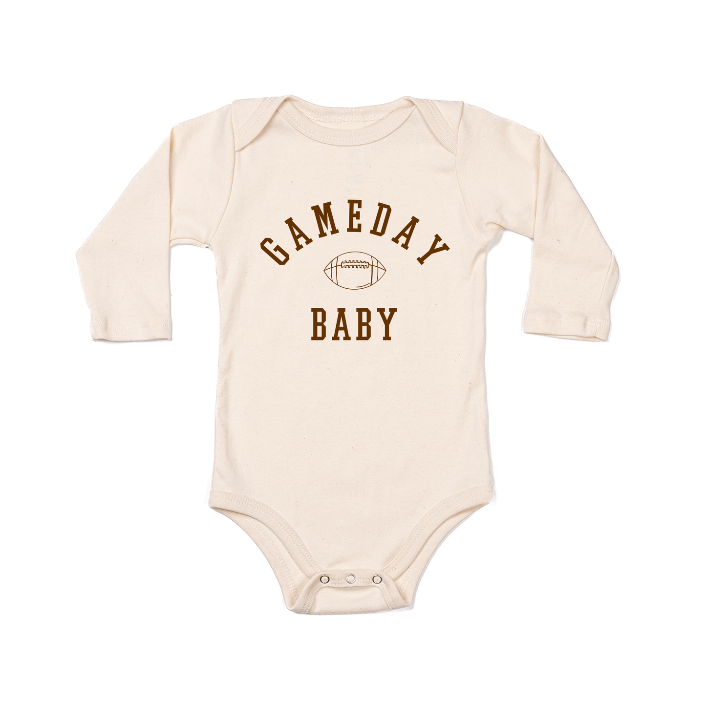 Gameday Baby (Brown) - Bodysuit (Natural, Long Sleeve)