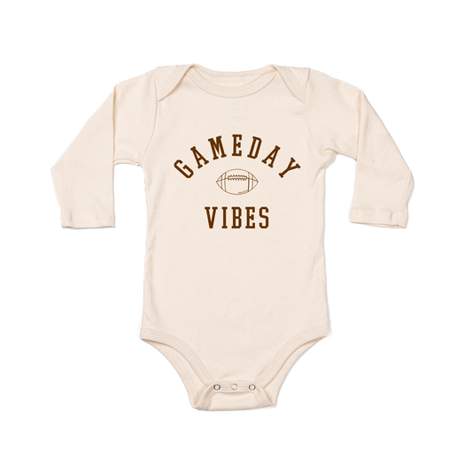 Gameday Vibes (Brown) - Bodysuit (Natural, Long Sleeve)