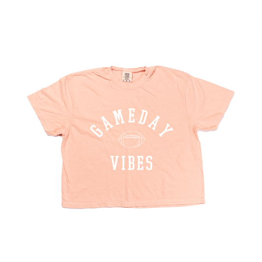 Gameday Vibes (White) - Cropped Tee (Peach)