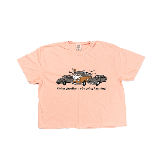 Get In Ghoulies We're Going Haunting - Cropped Tee (Peach)