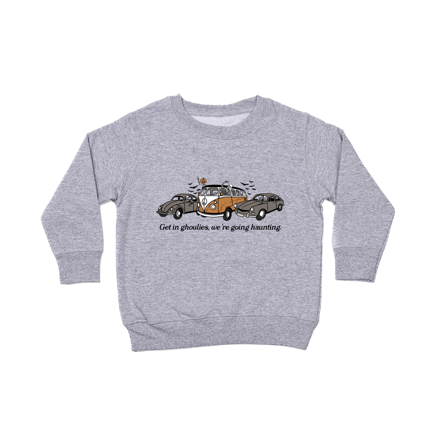 Get In Ghoulies We're Going Haunting - Kids Sweatshirt (Heather Gray)