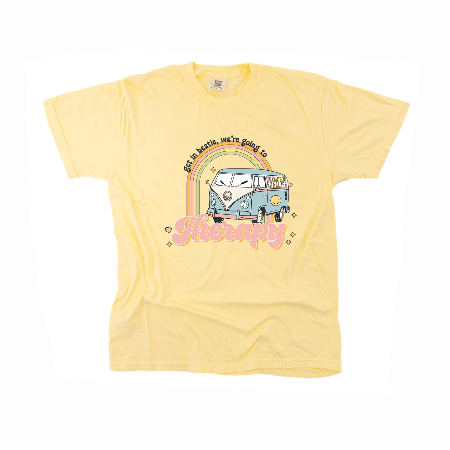 Get In Bestie, We're Going to Therapy - Tee (Pale Yellow)