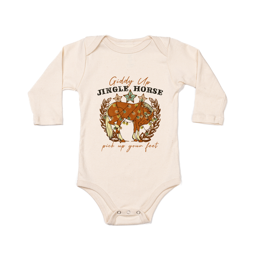 Giddy Up Jingle Horse - Bodysuit (Natural, Long Sleeve)