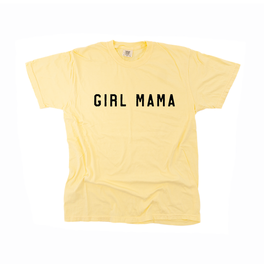 Girl Mama (Across Front, Black) - Tee (Pale Yellow)