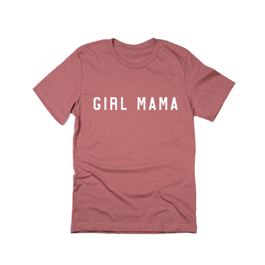 Girl Mama (Across Front, White) - Tee (Mauve)