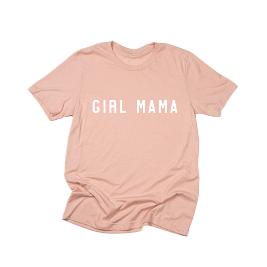 Girl Mama (Across Front, White) - Tee (Peach)