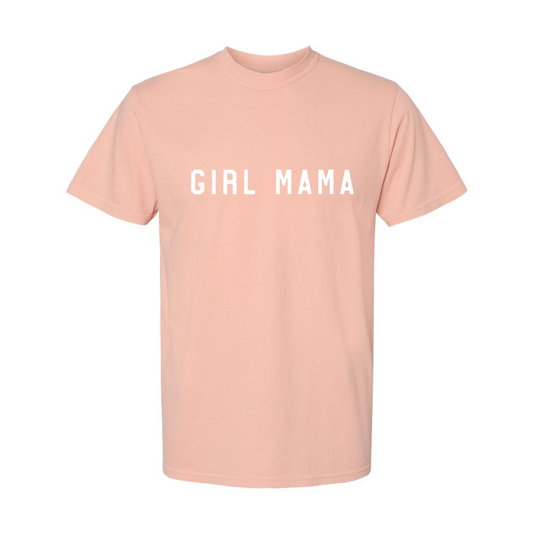 Girl Mama (Across Front, White) - Tee (Vintage Peachy)