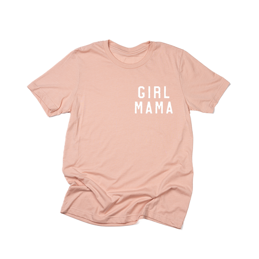 Girl Mama (Pocket, White) - Tee (Peach)