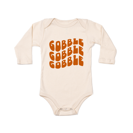 Gobble Gobble Gobble (Wave, Rust) - Bodysuit (Natural, Long Sleeve)