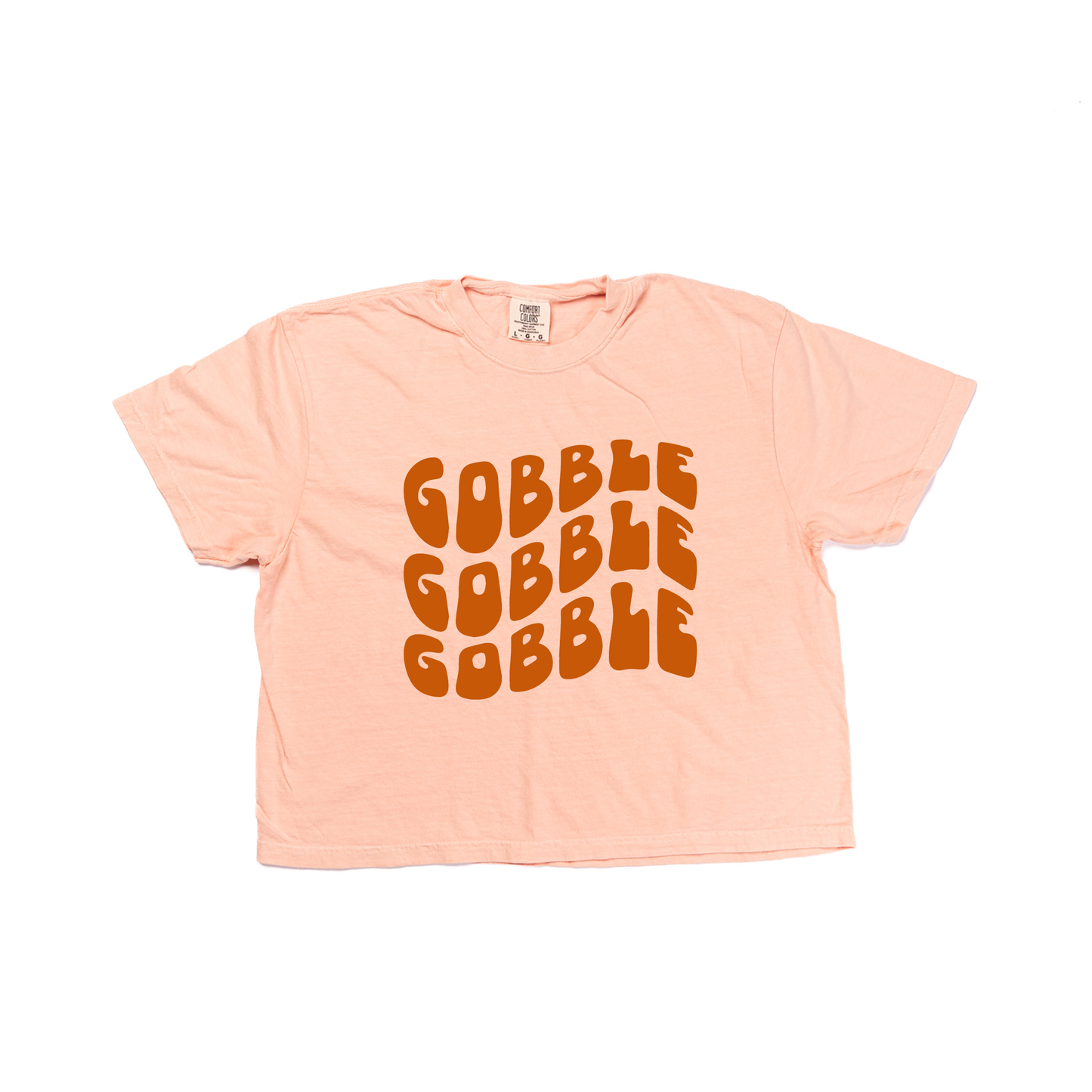 Gobble Gobble Gobble (Wave, Rust) - Cropped Tee (Peach)