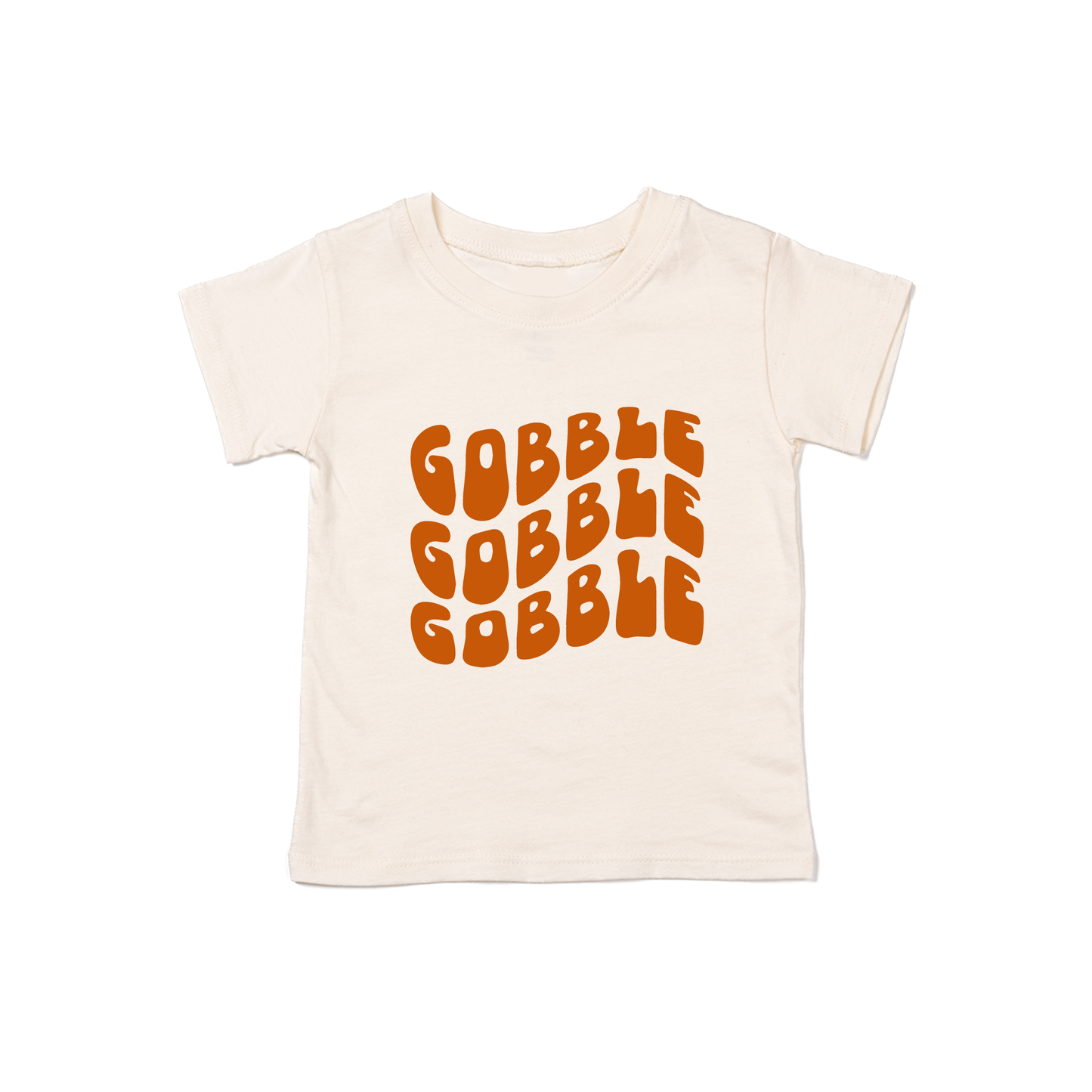 Gobble Gobble Gobble (Wave, Rust) - Kids Tee (Natural)