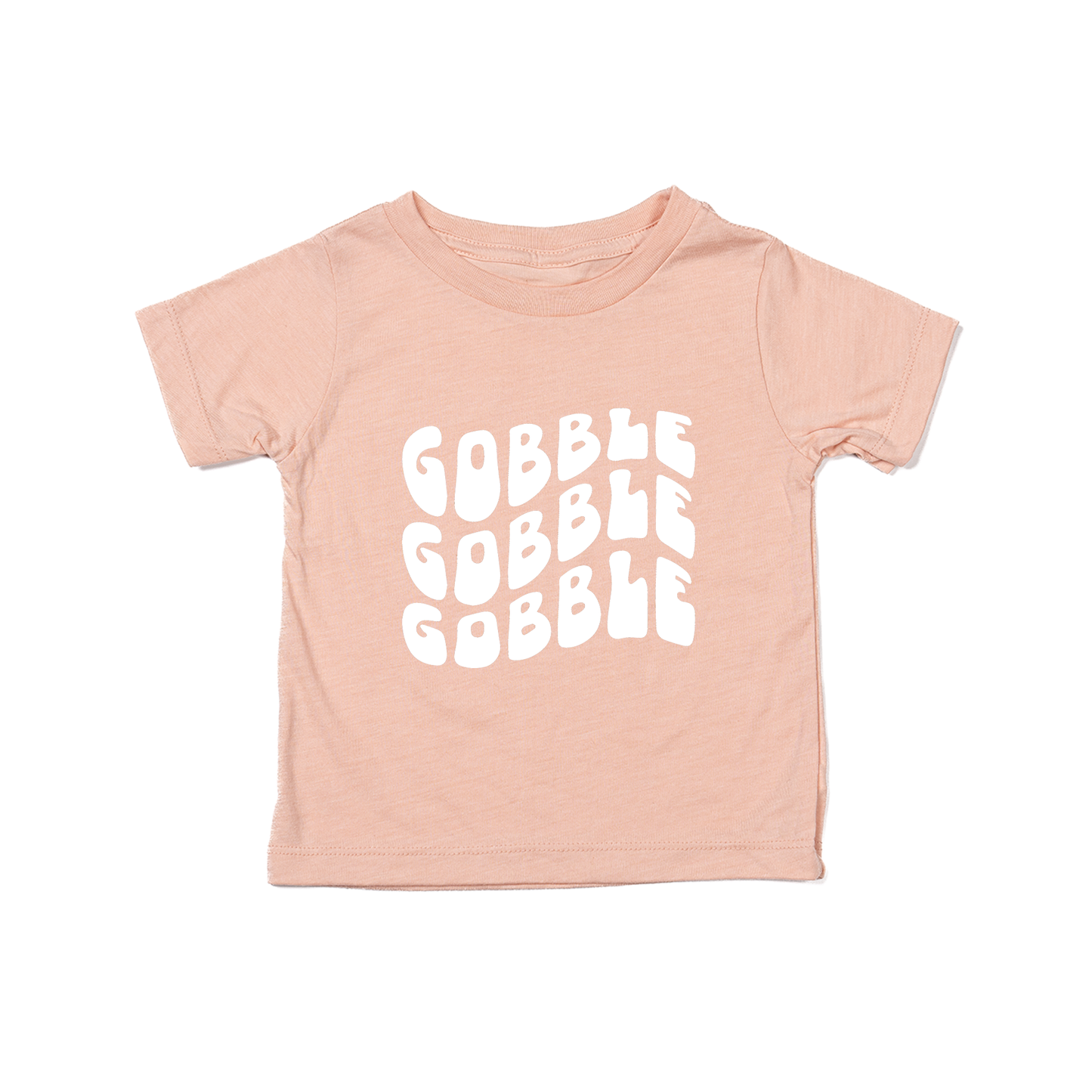 Gobble Gobble Gobble (Wave, White) - Kids Tee (Peach)