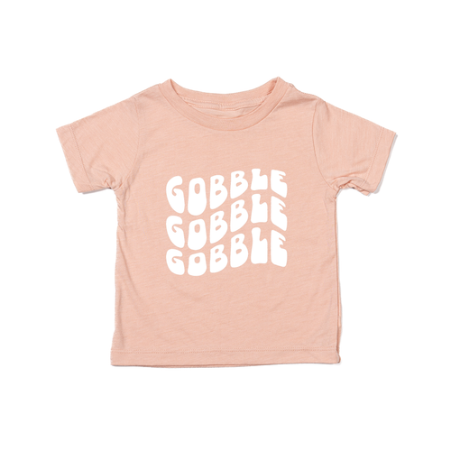 Gobble Gobble Gobble (Wave, White) - Kids Tee (Peach)