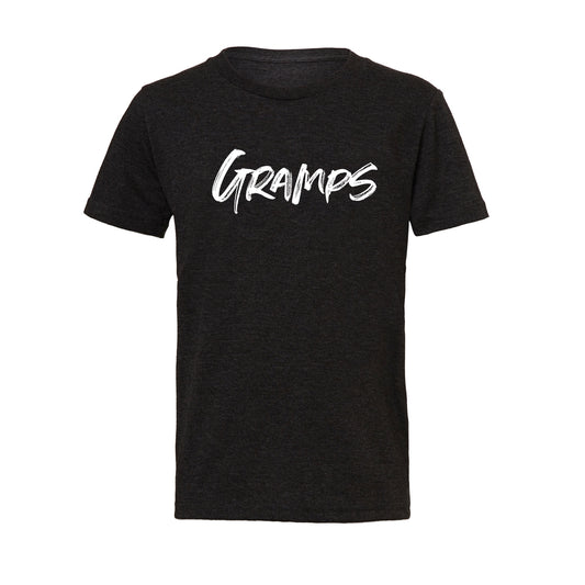 Gramps (Brushed, White, Across Front) - Tee (Black)