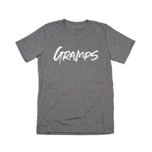 Gramps (Brushed, White, Across Front) - Tee (Gray)