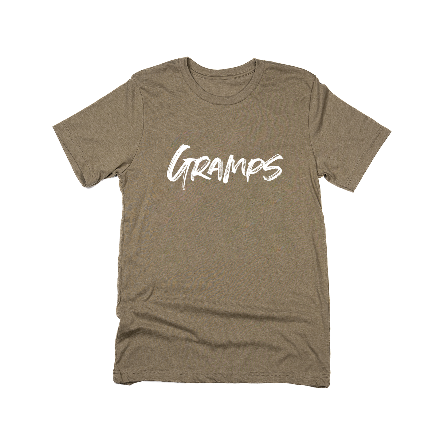 Gramps (Brushed, White, Across Front) - Tee (Olive)