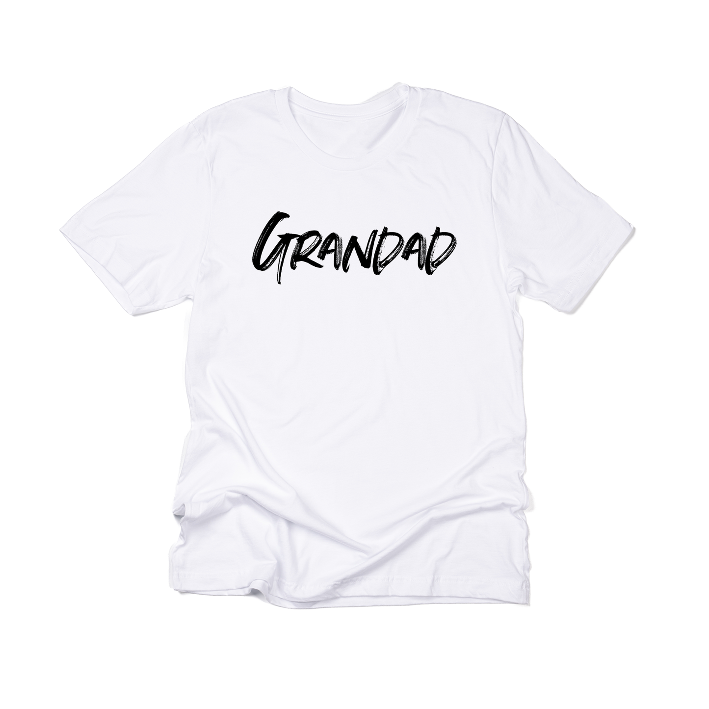 Grandad (Brushed, Black, Across Front) - Tee (White)