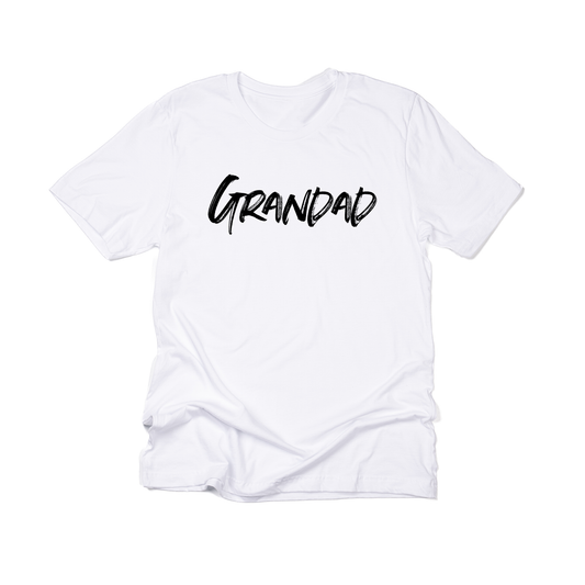 Grandad (Brushed, Black, Across Front) - Tee (White)